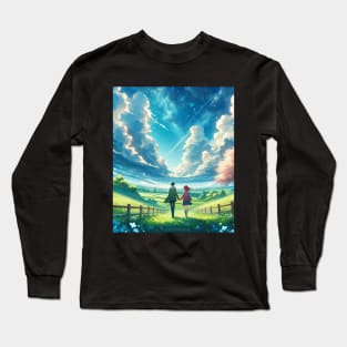 A Walk in Heaven - Anime Drawing Long Sleeve T-Shirt